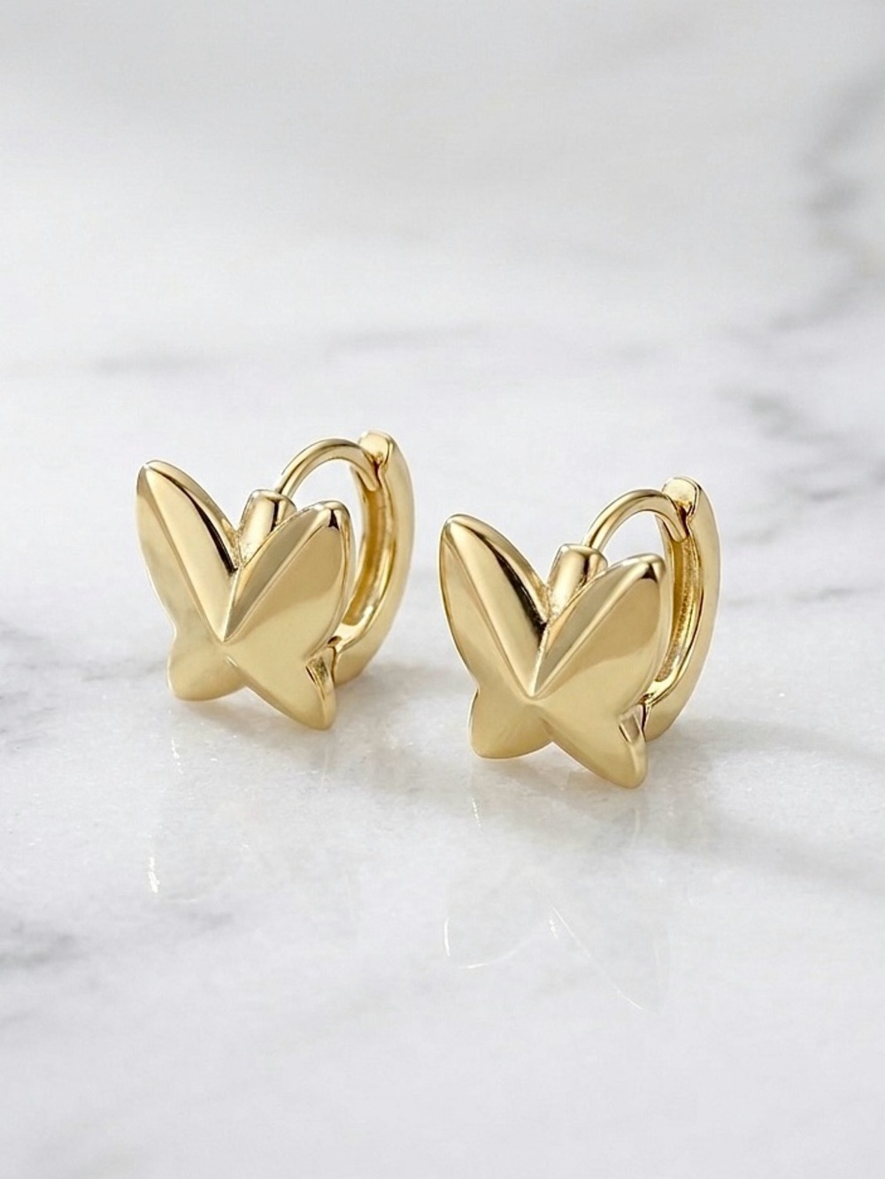 14K Gold Plated Butterfly Huggie Hoop Earrings | Dainty Jewelry